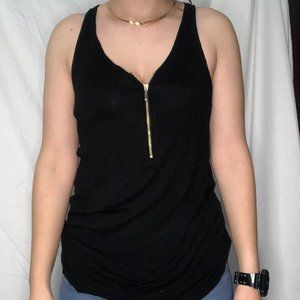 Black Tank top with Gold Zipper